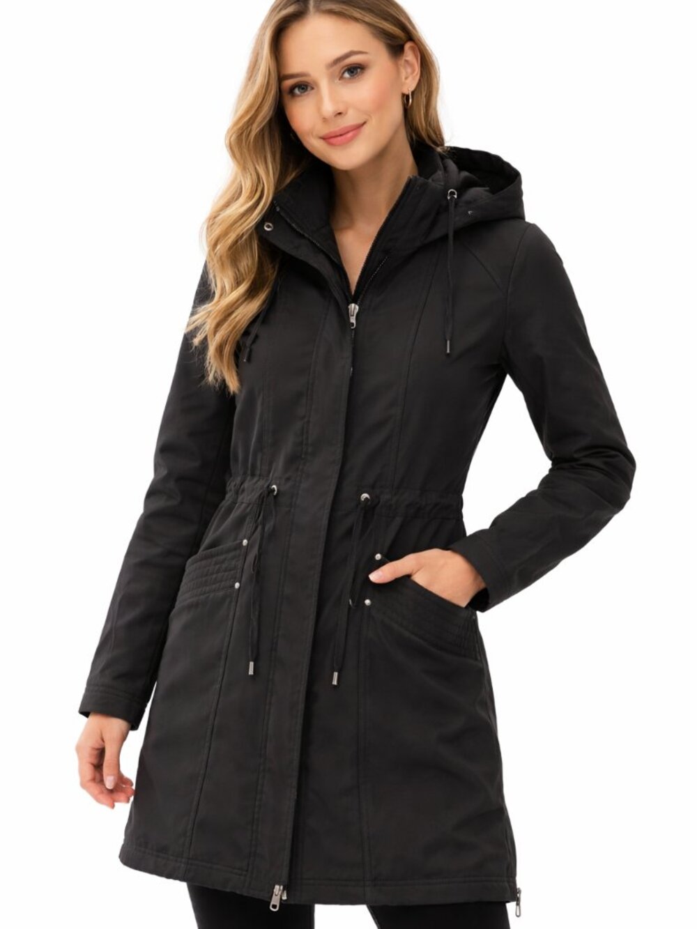 Celsius Premium Women’s S Black Softshell Parka Zip Coat Hooded Water Resistant